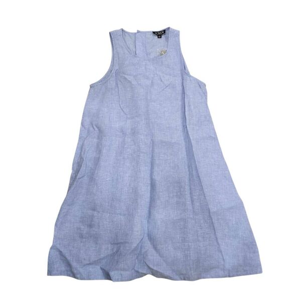 J.Crew Maxine Button-Back Shift Dress Women's Small Blue Linen Sleeveless NWT - Picture 3 of 9